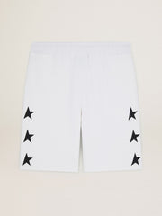 Men's vintage white bermuda shorts with contrasting black stars