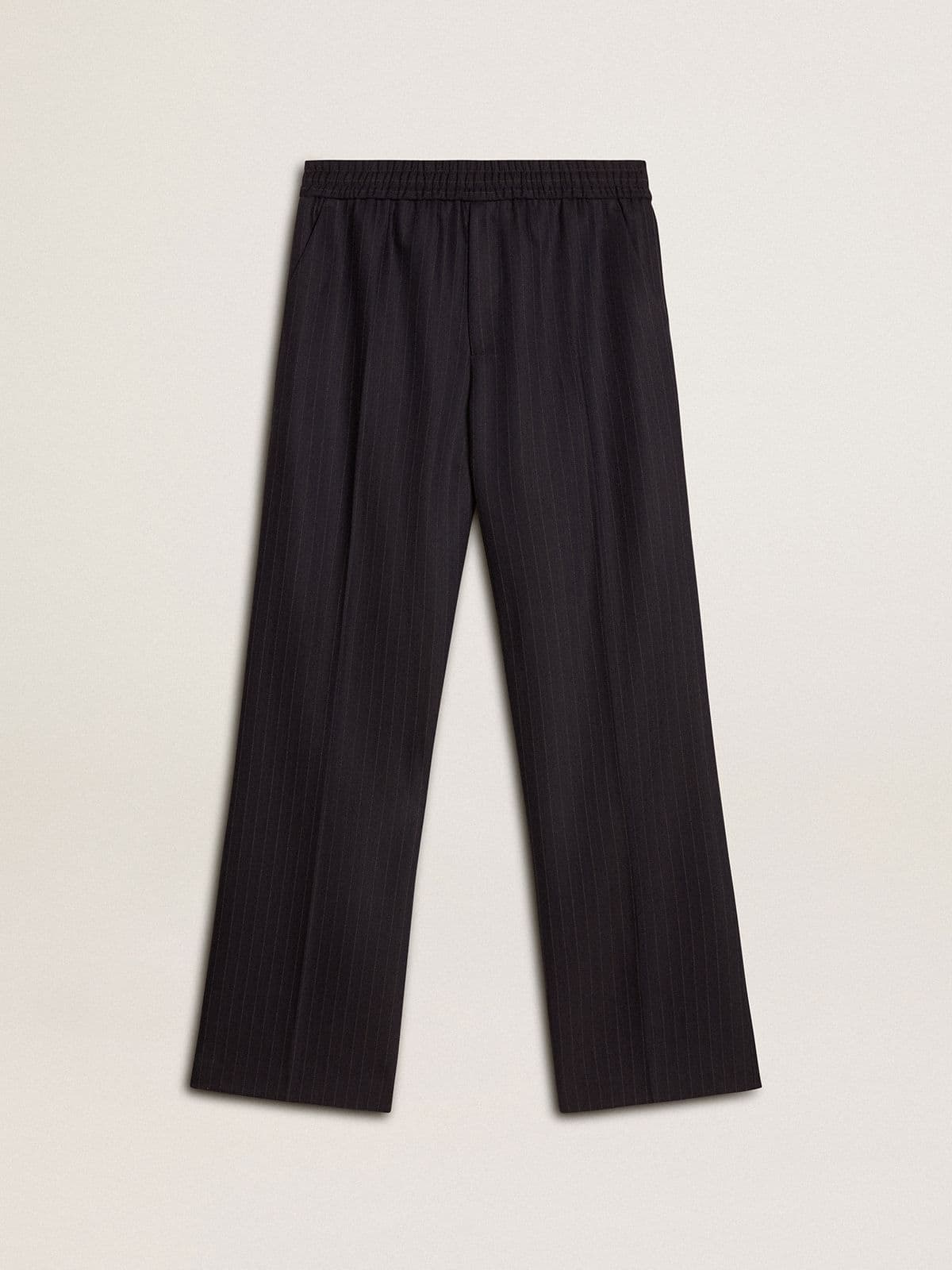 Men's wool joggers with vertical thin stripes