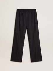 Men's wool joggers with vertical thin stripes