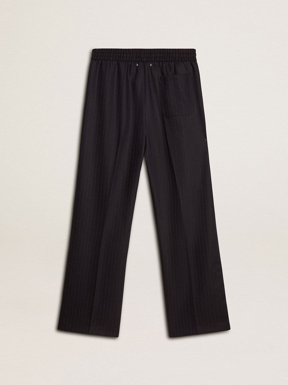 Men's wool joggers with vertical thin stripes