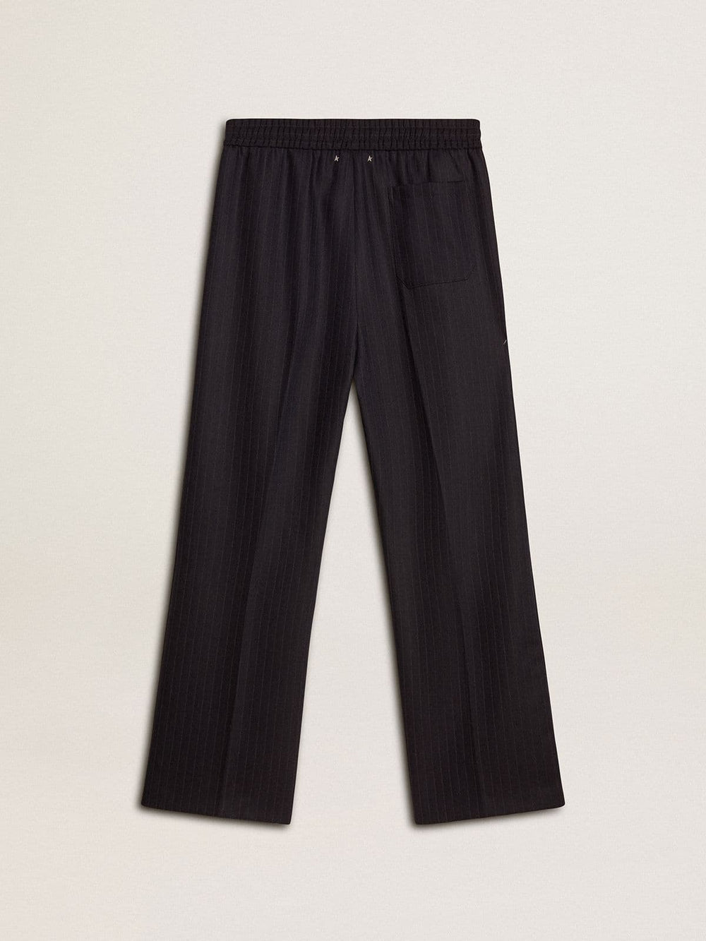 Men's wool joggers with vertical thin stripes