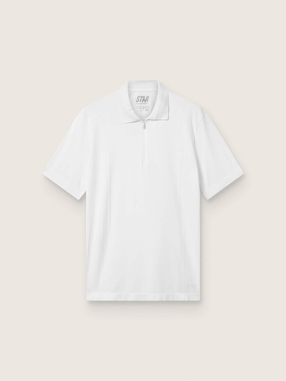 Men's white sports zipped polo shirt