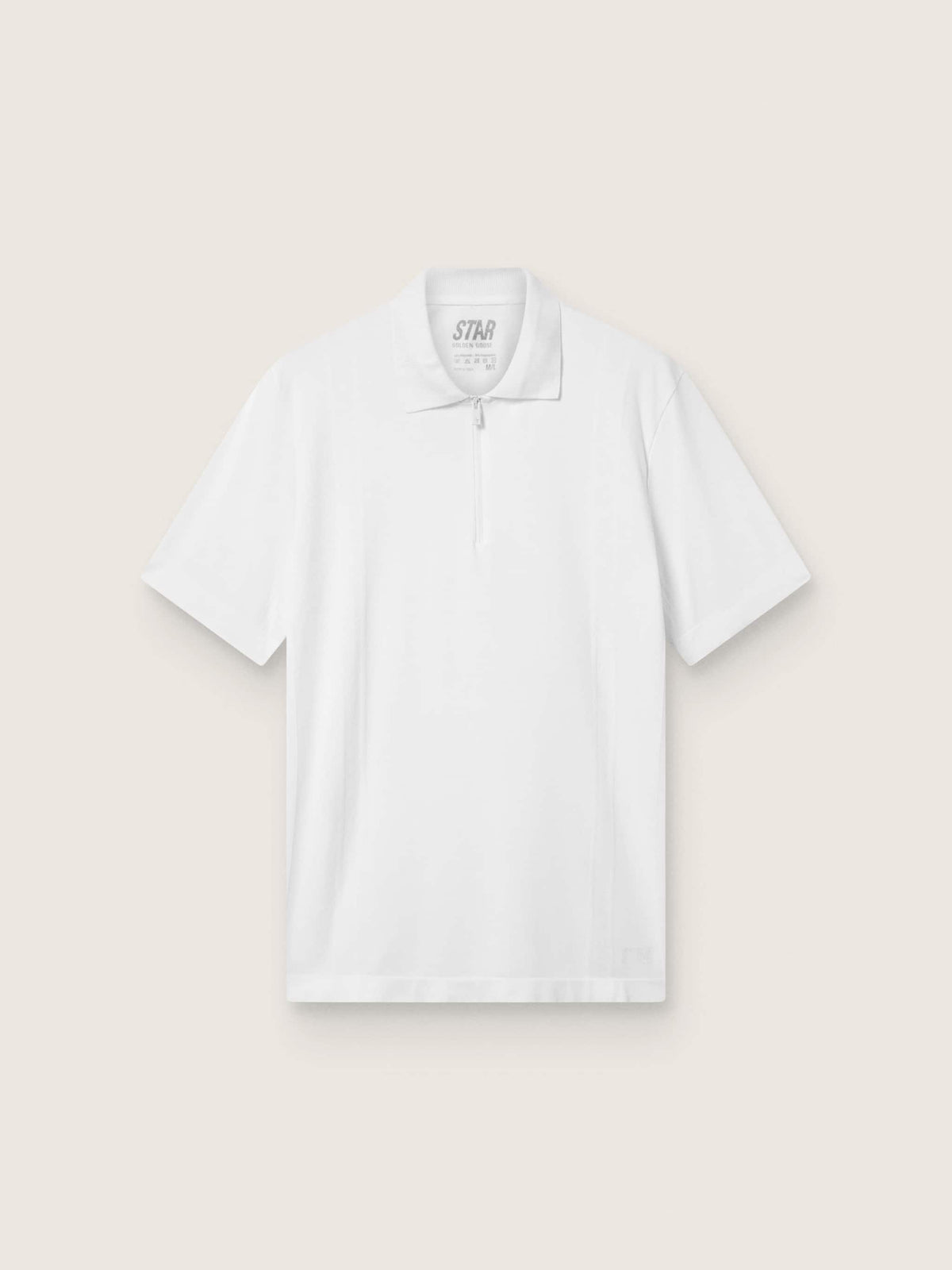 Men's white sports zipped polo shirt
