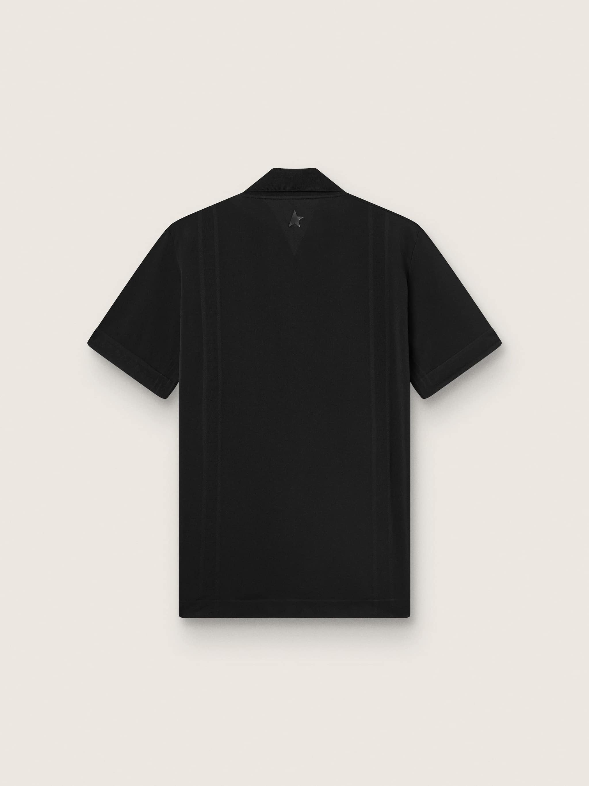 Men's black sports zipped polo shirt