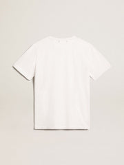 Men's white T-shirt with distressed treatment