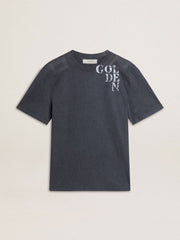 Men's blue T-shirt with white print