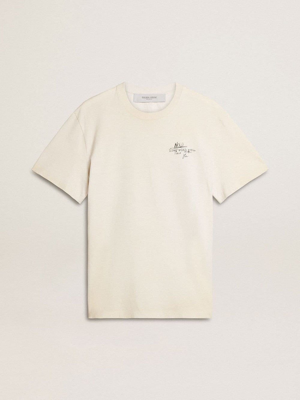 Men's T-shirt with print on the chest and on the back with a lived-in effect
