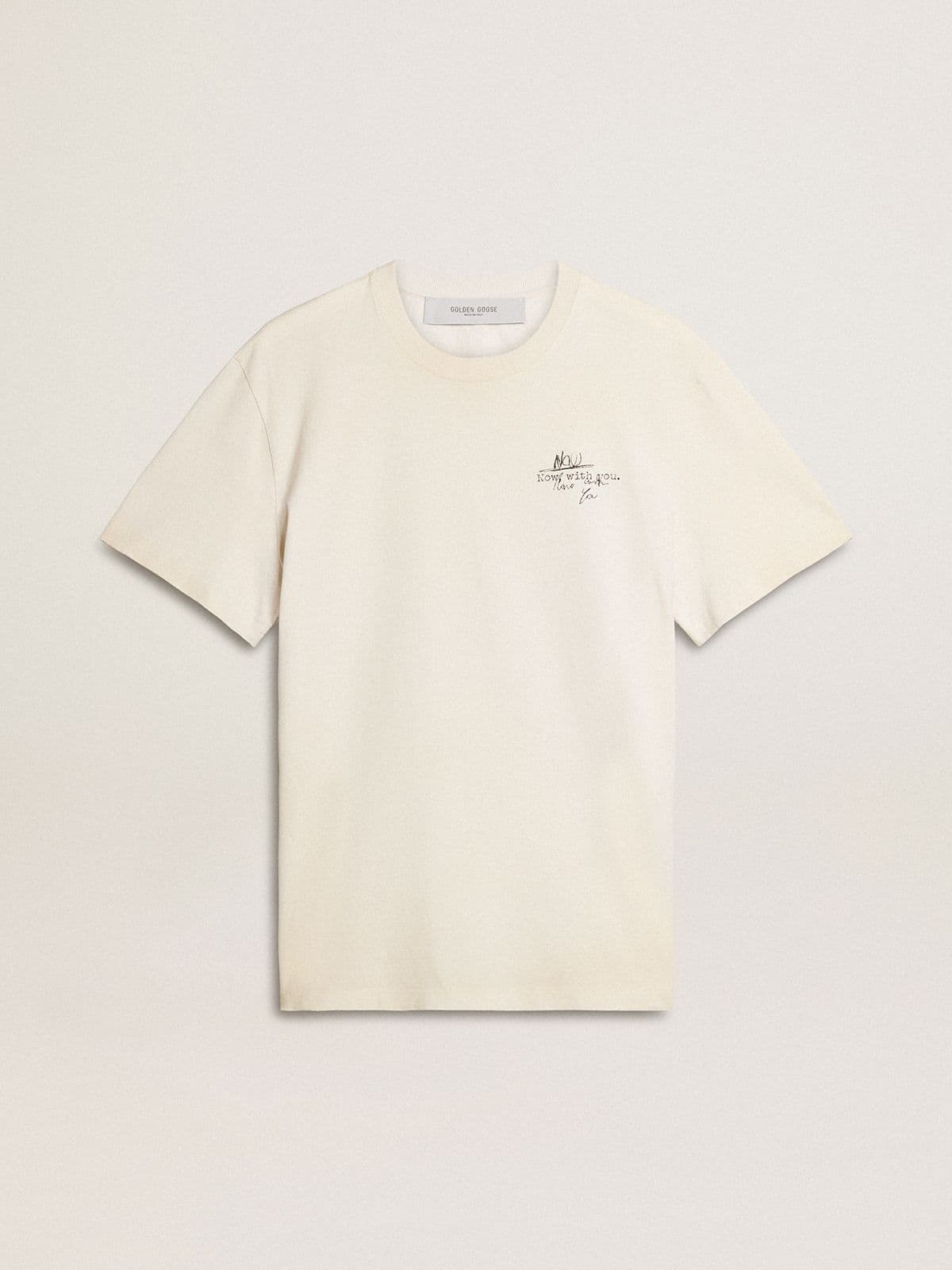 Men's T-shirt with print on the chest and on the back with a lived-in effect