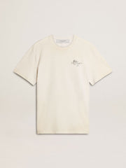 Men's T-shirt with print on the chest and on the back with a lived-in effect