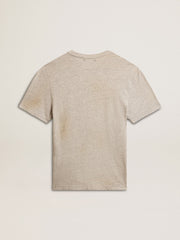 Men's gray cotton T-shirt with vintage print on the front