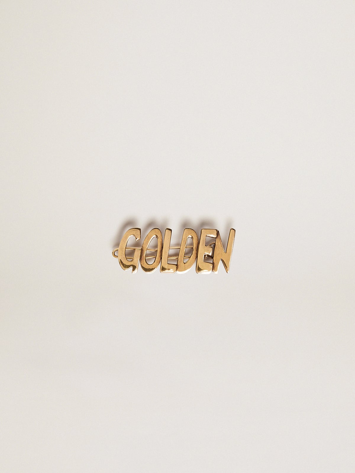 Men's lace lock with clip in old gold color with Golden lettering