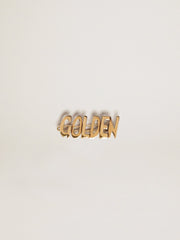 Men's lace lock with clip in old gold color with Golden lettering