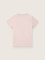Journey T-shirt for girls in pink cotton jersey with digital mascot print