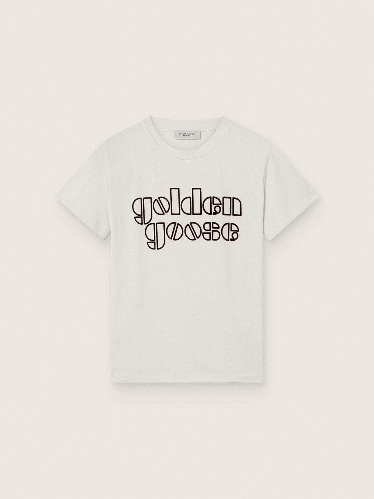 Journey boys’ T-shirt in white cotton jersey with logo