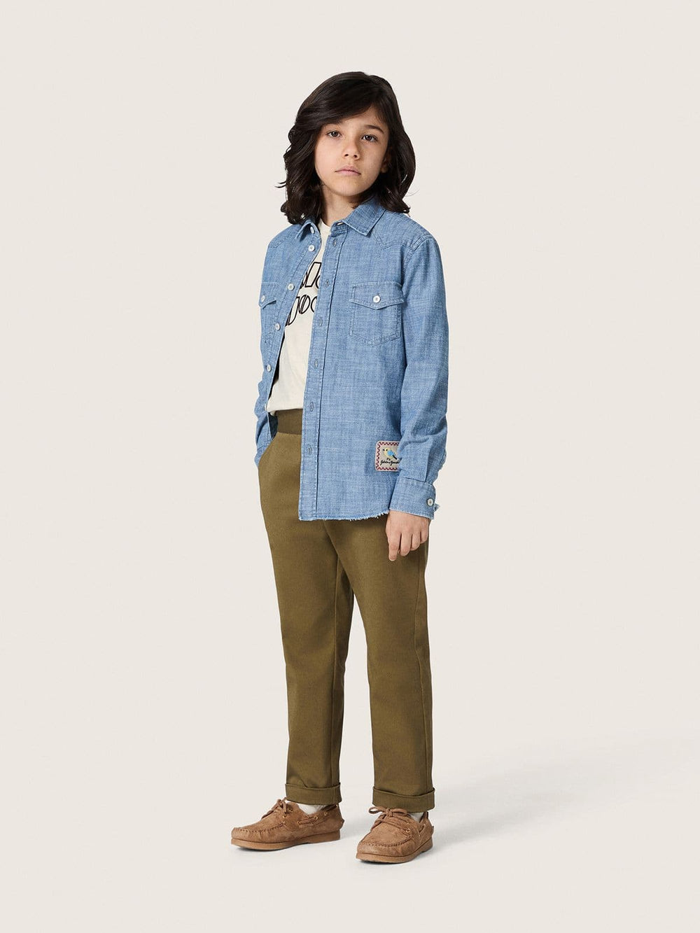 Journey boys’ T-shirt in white cotton jersey with logo