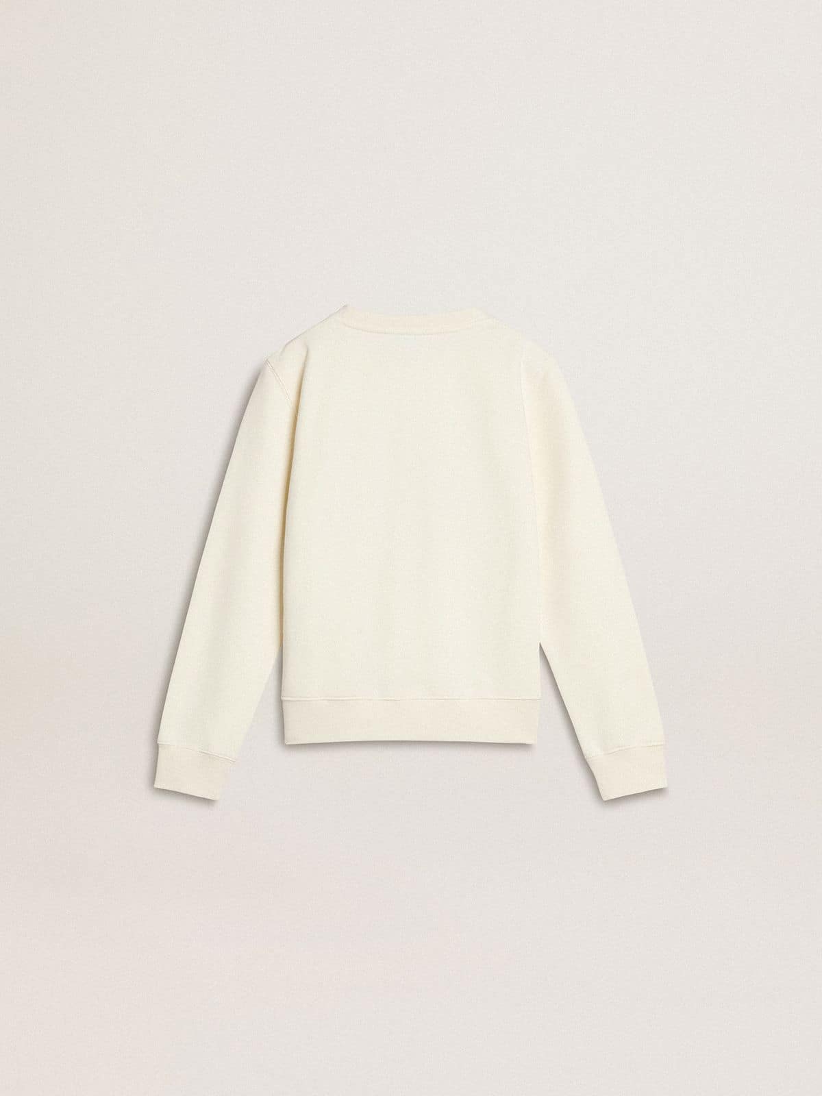 Girls' white sweatshirt with multicolor Golden writing on the front