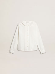 Girls' white broderie anglaise cotton shirt