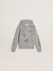Kids’ gray sweatshirt with multicolor printed lettering