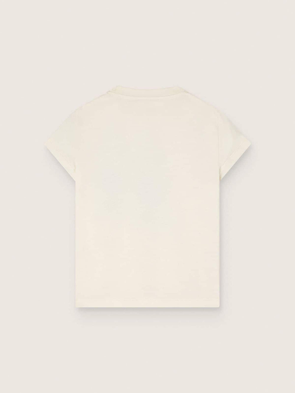 Journey T-shirt for girls in white cotton jersey with digital mascot print and crystal appliqués