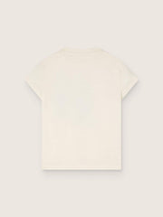 Journey T-shirt for girls in white cotton jersey with digital mascot print and crystal appliqués