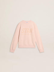 Girls' pink-colored sweatshirt with pink front lettering
