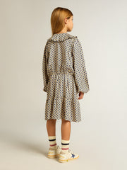 Girls' dress with geometric print and removable collar