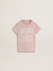 Girls' pink T-shirt with white print