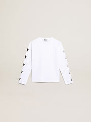 White long-sleeved T-shirt with contrasting black stars