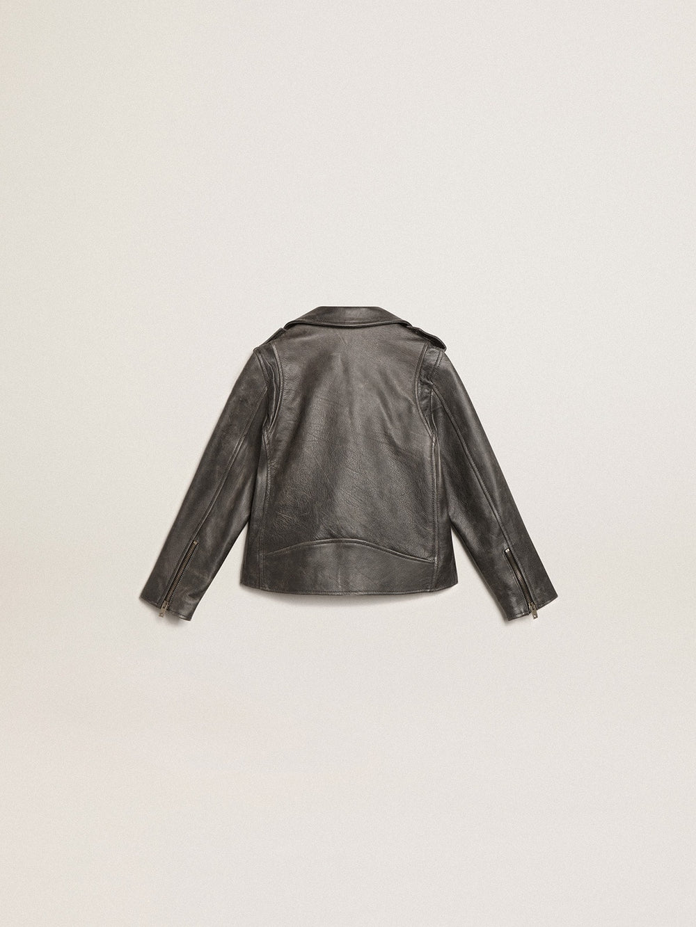 Boys’ biker jacket in distressed leather
