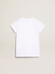 White T-shirt with central Golden lettering in crystals