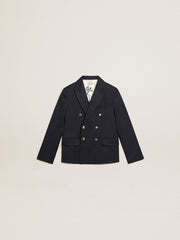 Boys’ dark blue double-breasted buttoned blazer