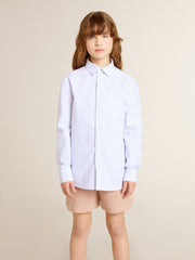 Girls’ striped shirt with embroidered lettering on the pocket