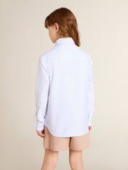 Girls’ striped shirt with embroidered lettering on the pocket