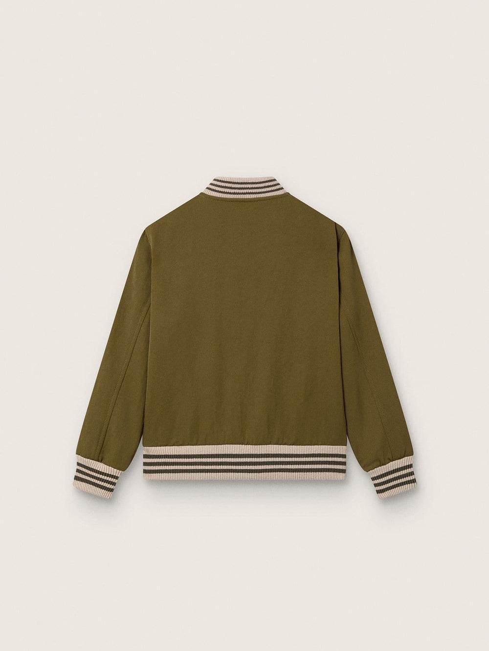 Journey unisex bomber jacket in military-green nylon twill with embroidered patch