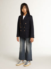 Wide-leg jeans in mid-blue bull denim