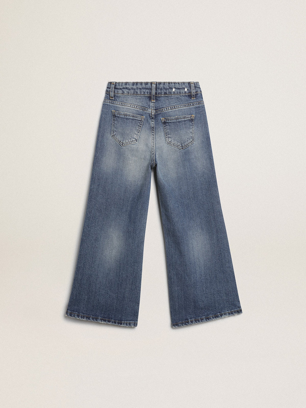 Wide-leg jeans in mid-blue bull denim