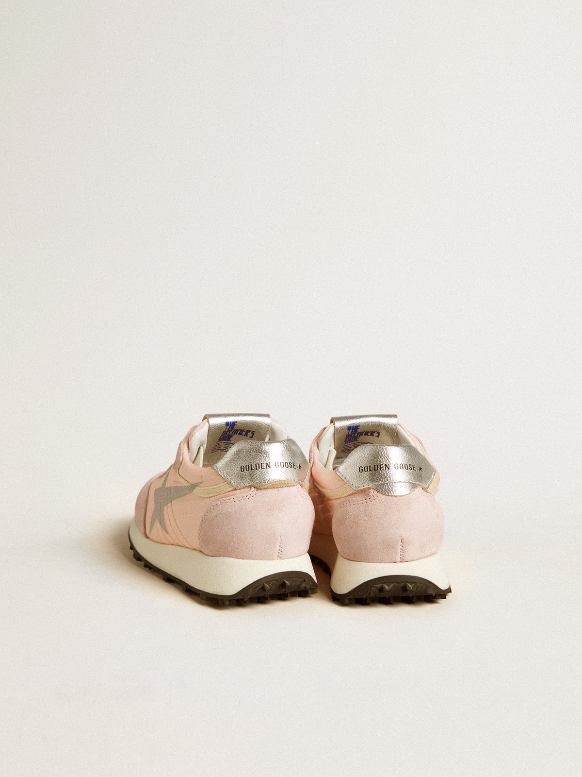 Marathon Junior in pink nylon with printed star and leather heel tab