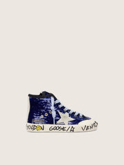 Junior Francy Penstar in blue sequins with white suede star