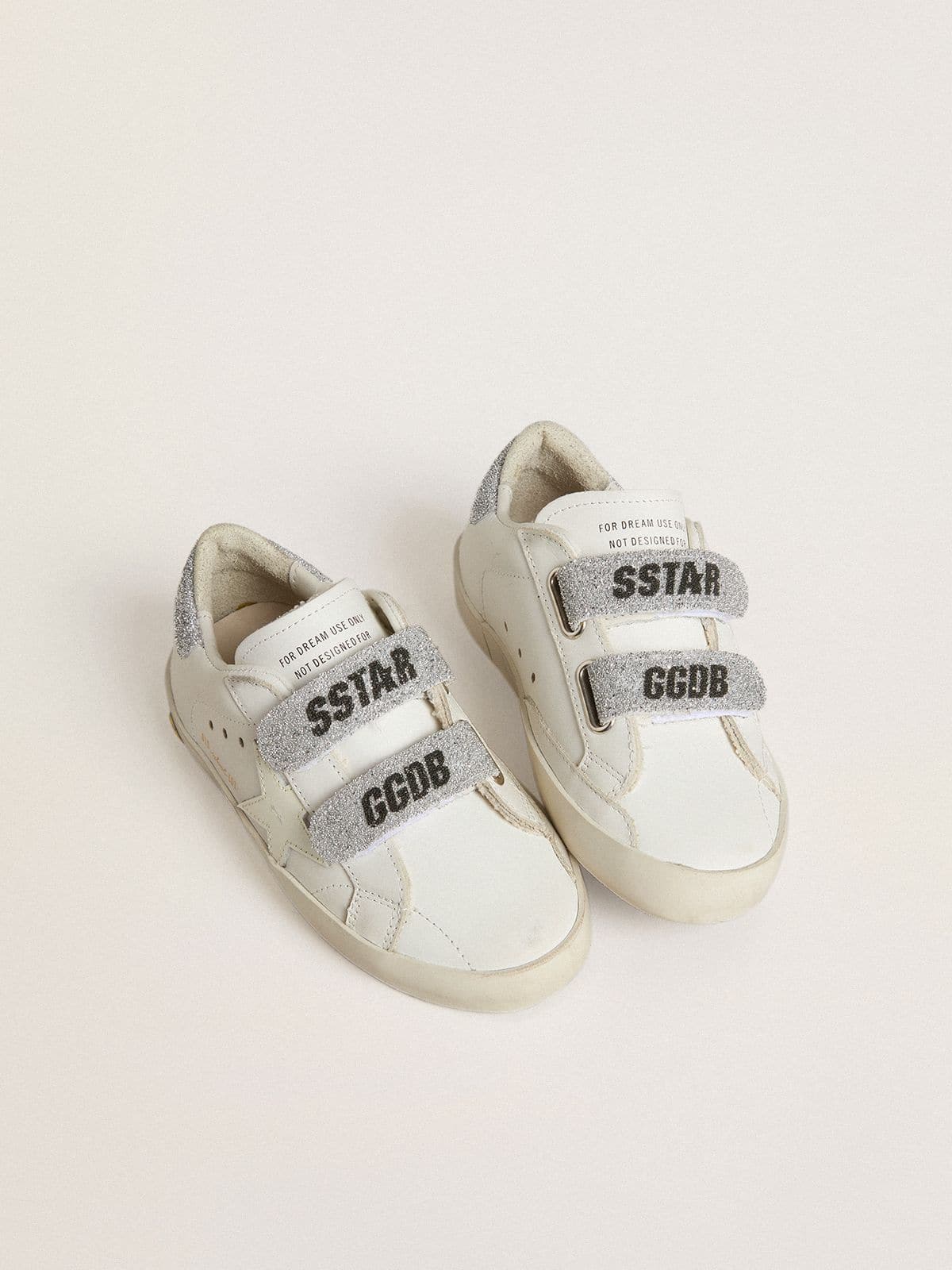 Junior Old School with silver Swarovski crystal heel tab and straps