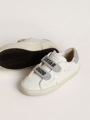 Junior Old School with silver Swarovski crystal heel tab and straps