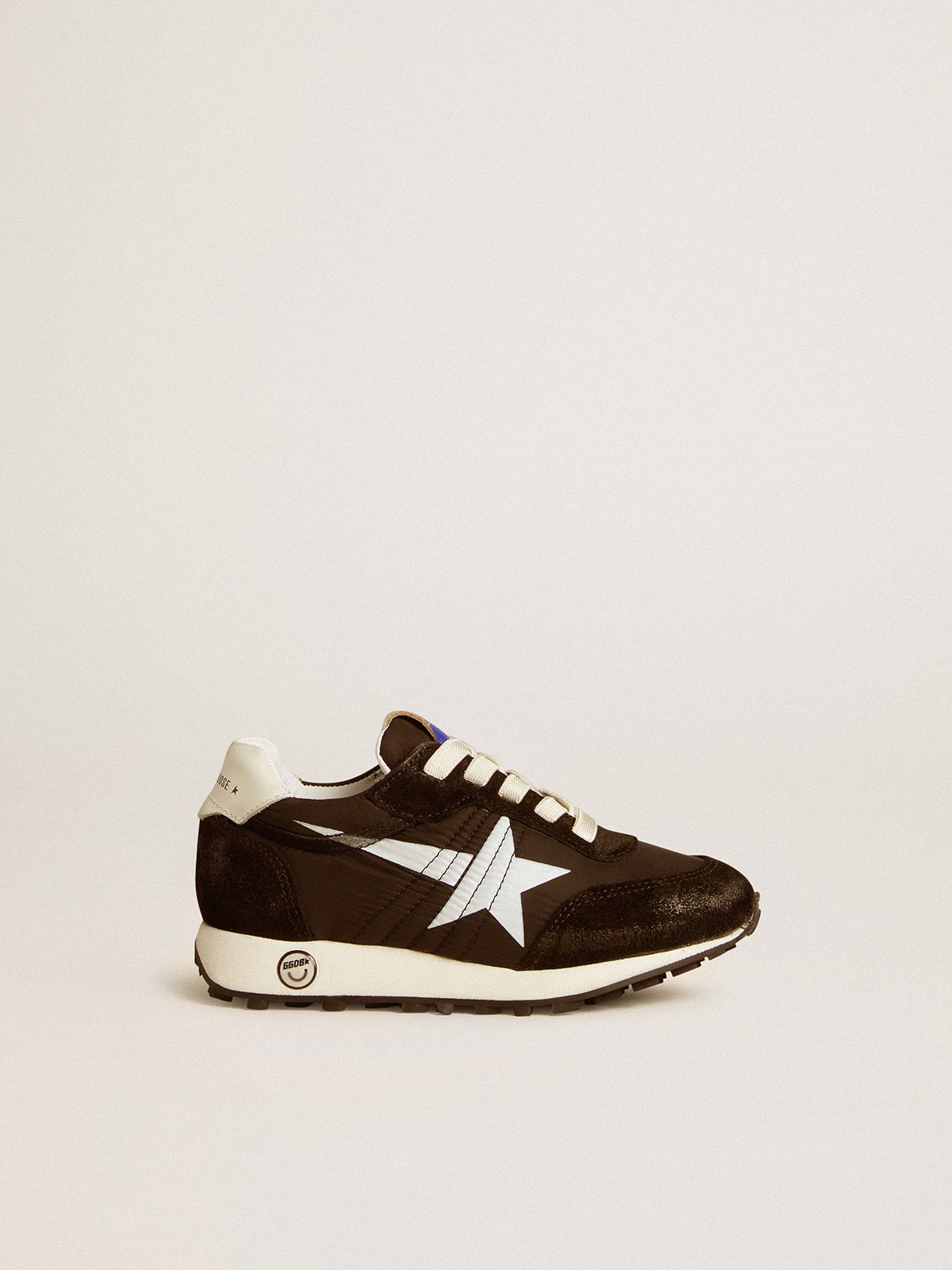 Junior Marathon in black nylon with printed star and leather heel tab