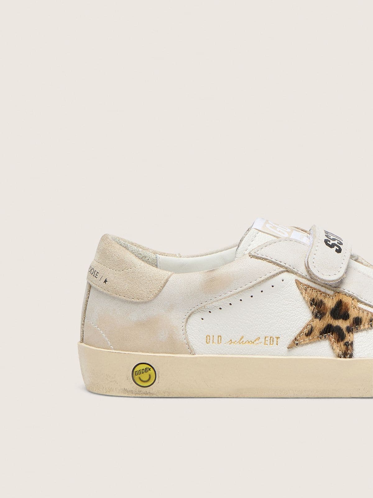 Junior Old School in nappa with leopard-print pony skin star and leather inserts