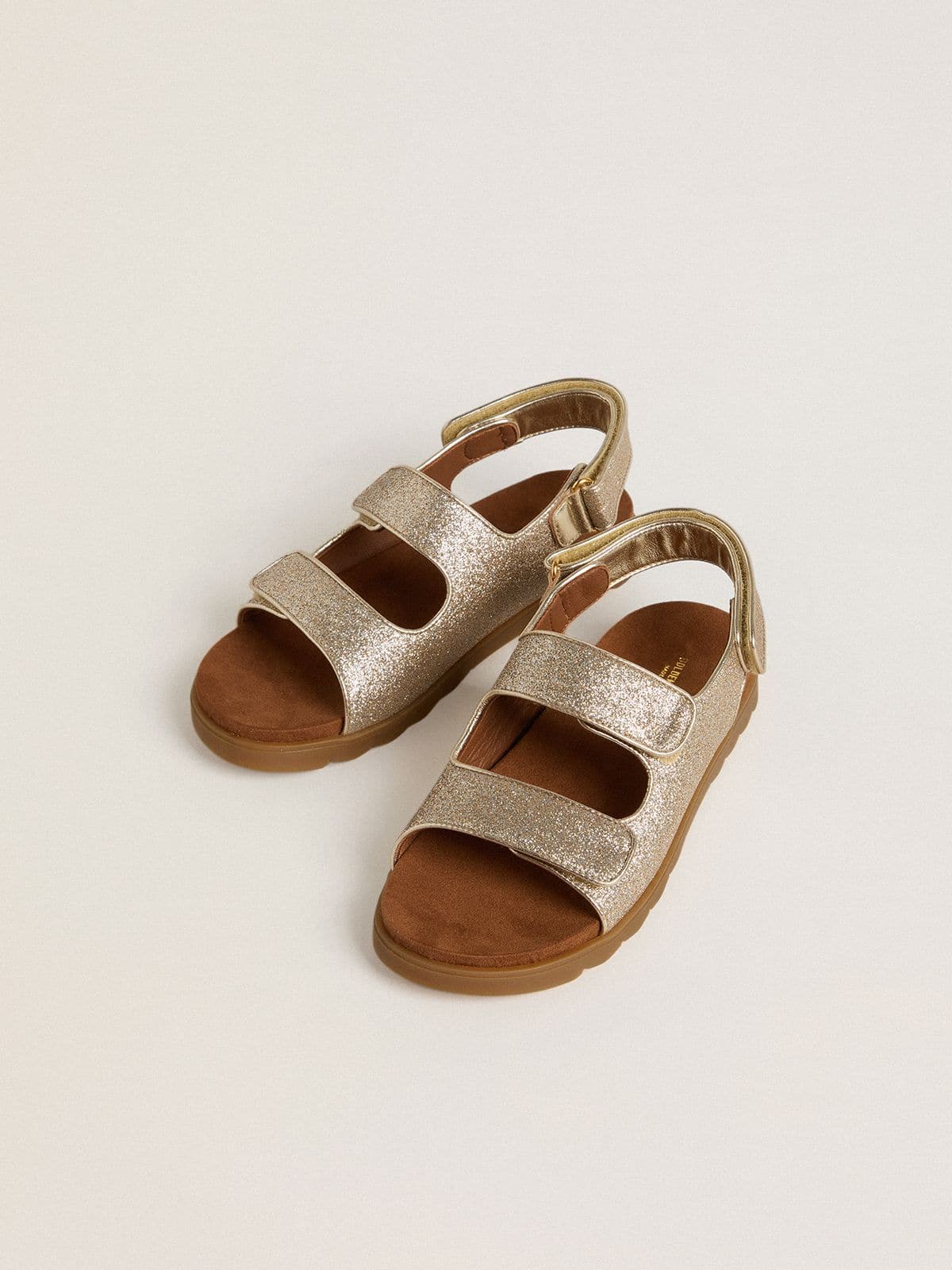 Noa Young sandals in micro-glitter and platinum leather