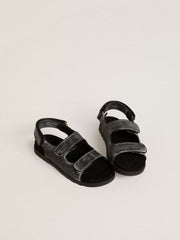 Noa Junior sandals in distressed black leather