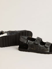 Noa Junior sandals in distressed black leather