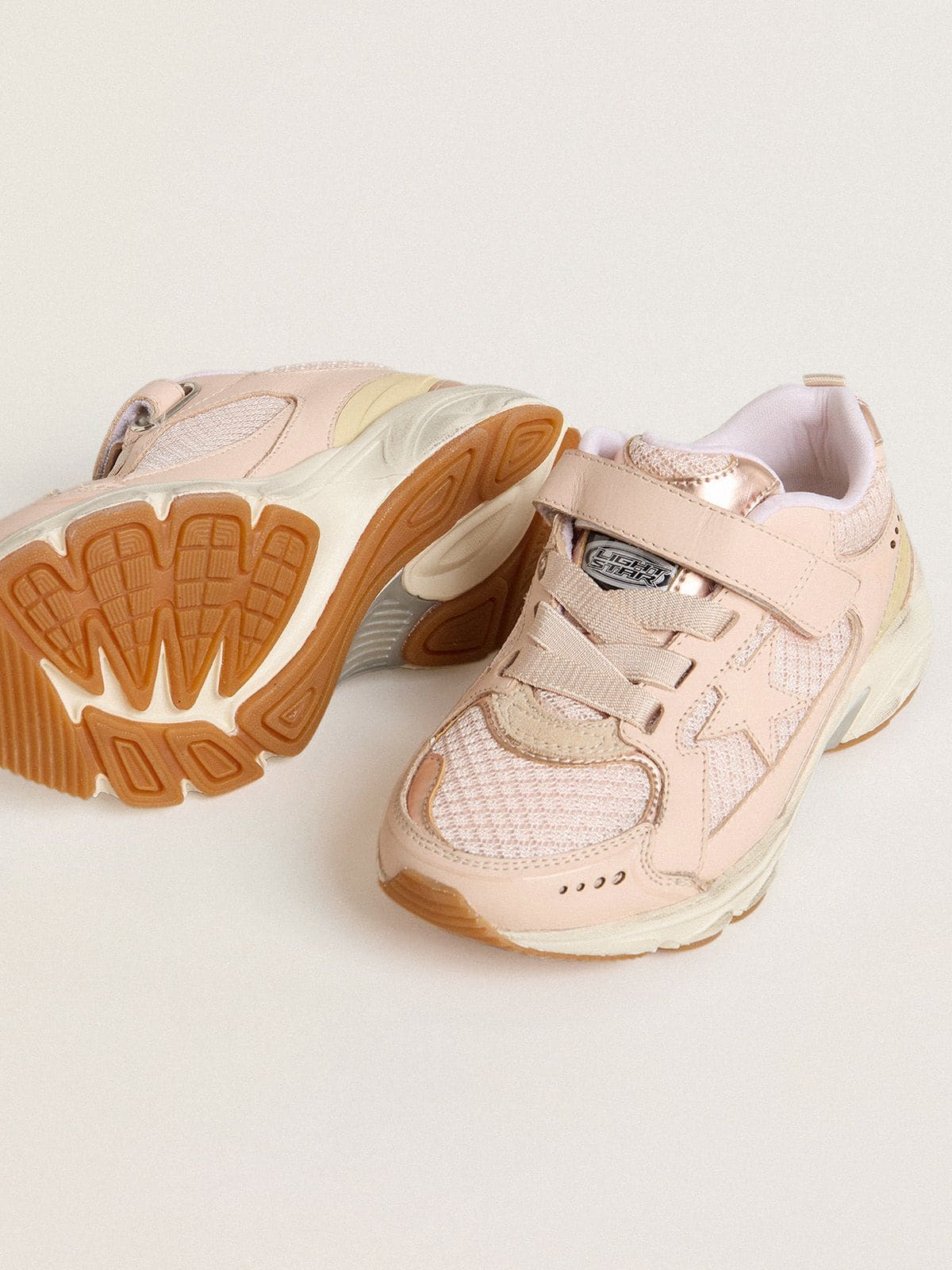 Junior Lightstar in pink leather and mesh with pink leather star