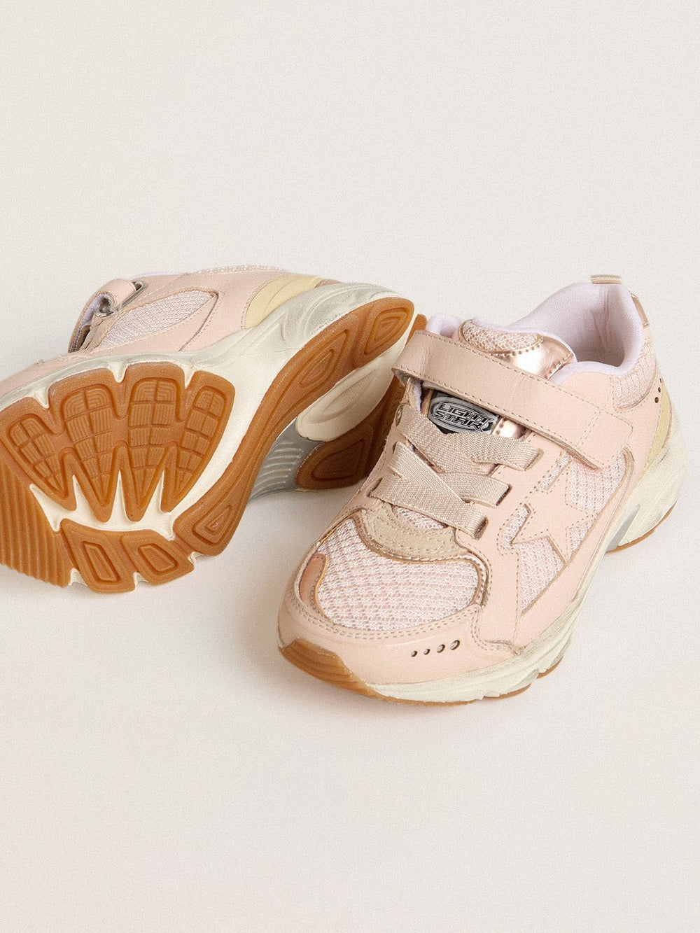 Junior Lightstar in pink leather and mesh with pink leather star