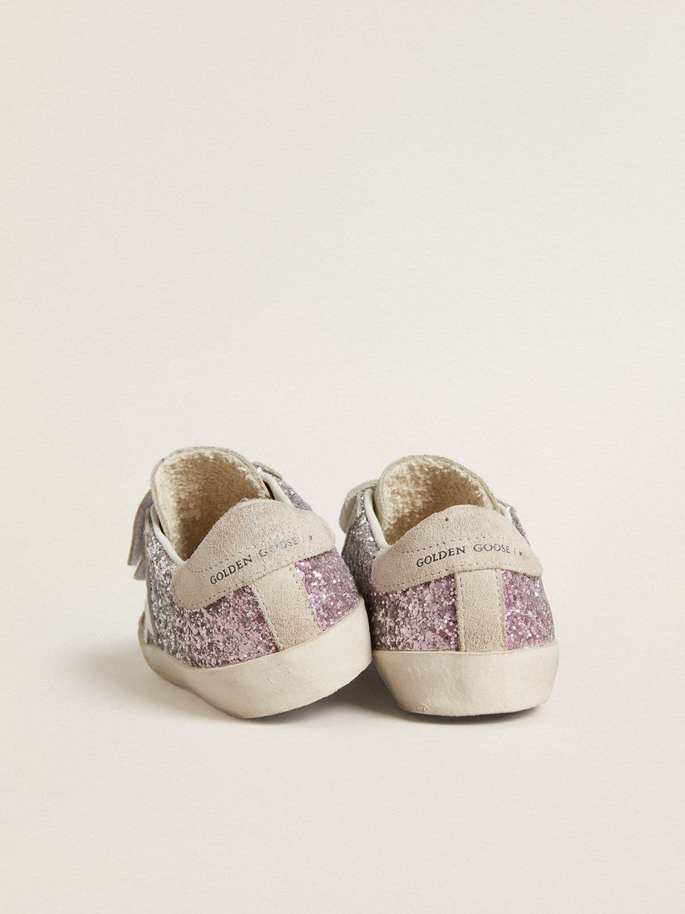 Junior Old School in silver and pink glitter with white leather star