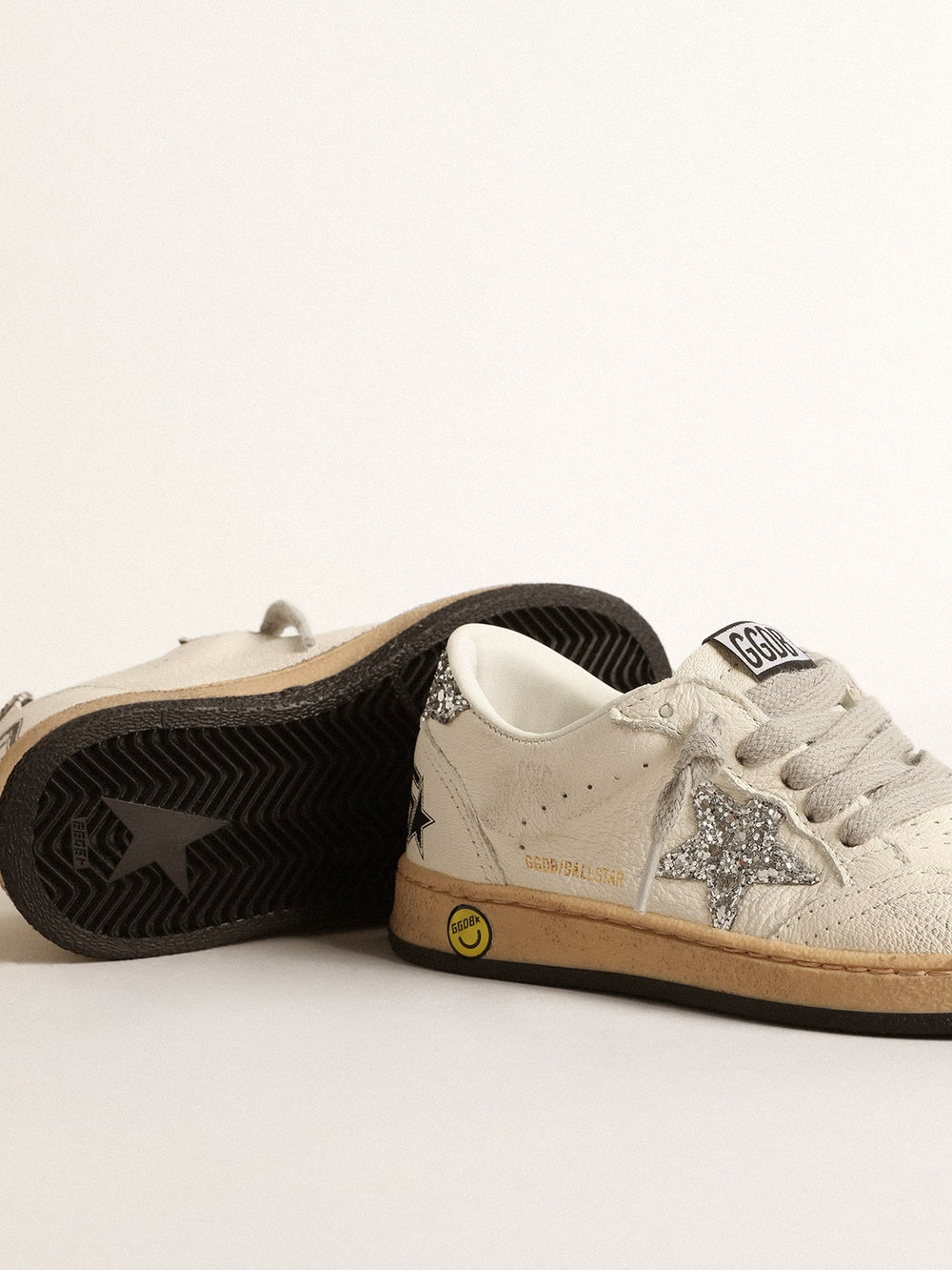 Ball Star Junior in nappa with silver glitter star and heel tab