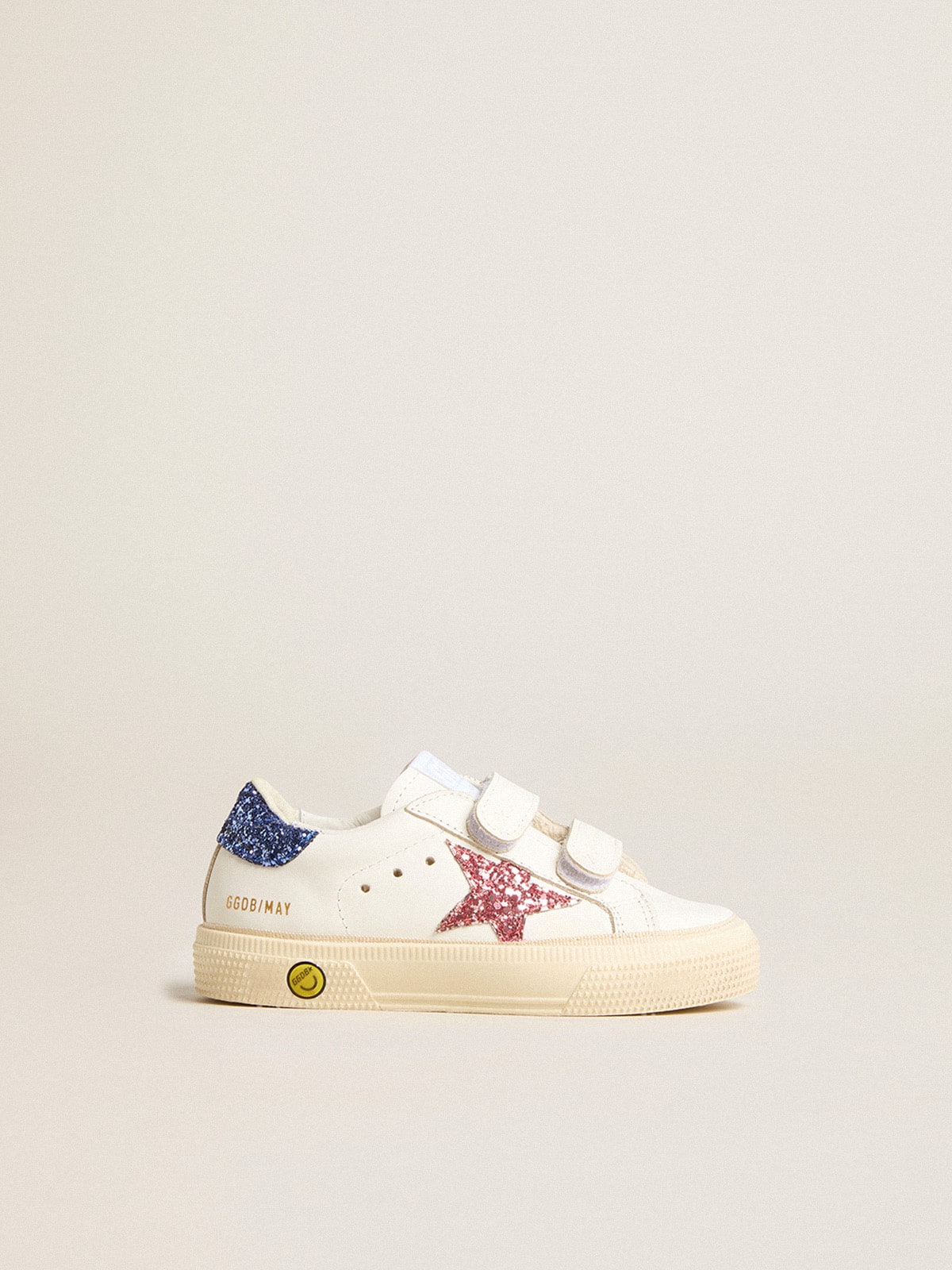 Junior May School in leather with glitter star and heel tab